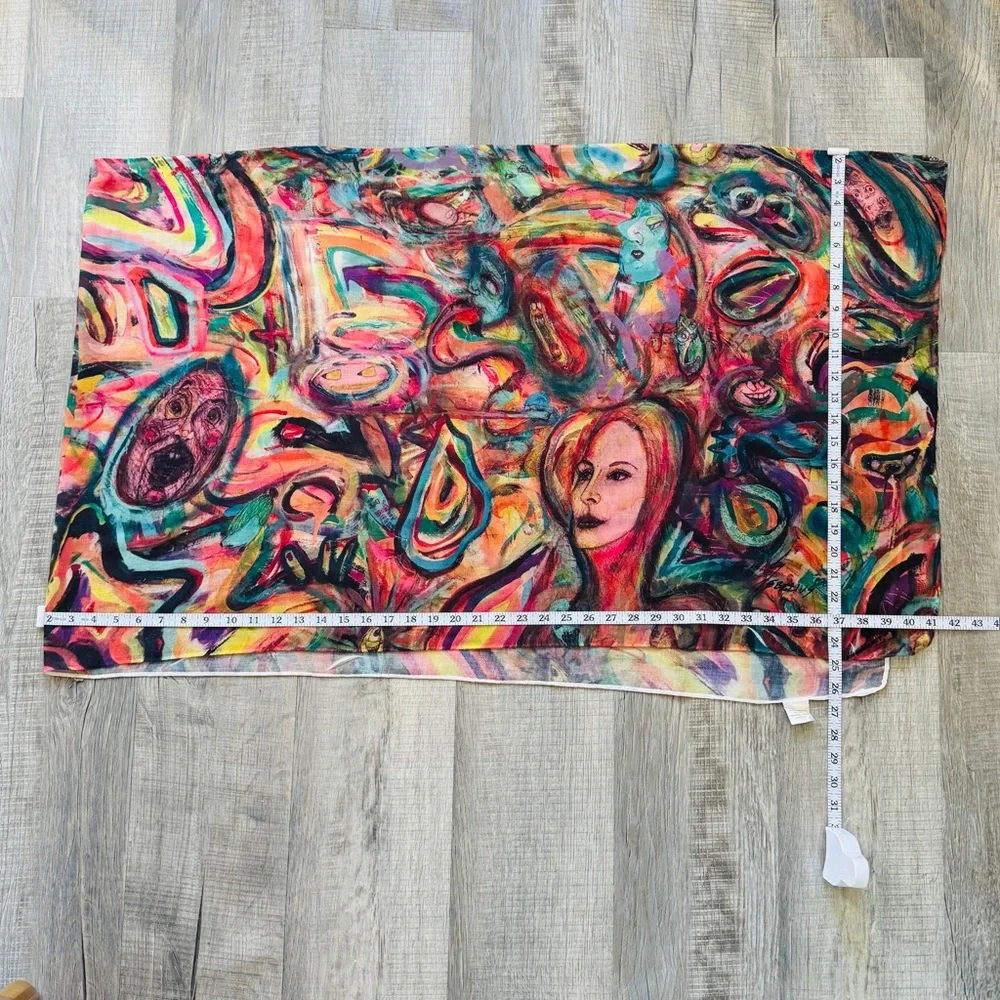 NEW without TAGS Elegant Colorful Wrap with print of Beep, Beep by John Sebelius